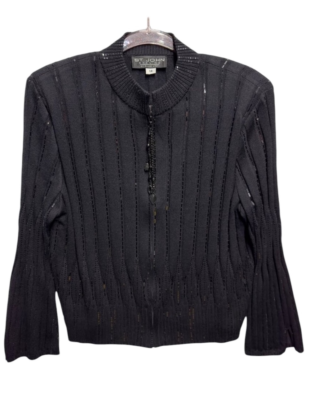 RARE St. John Evening Sequins Thick Wool Santana Knit Jacket Coat